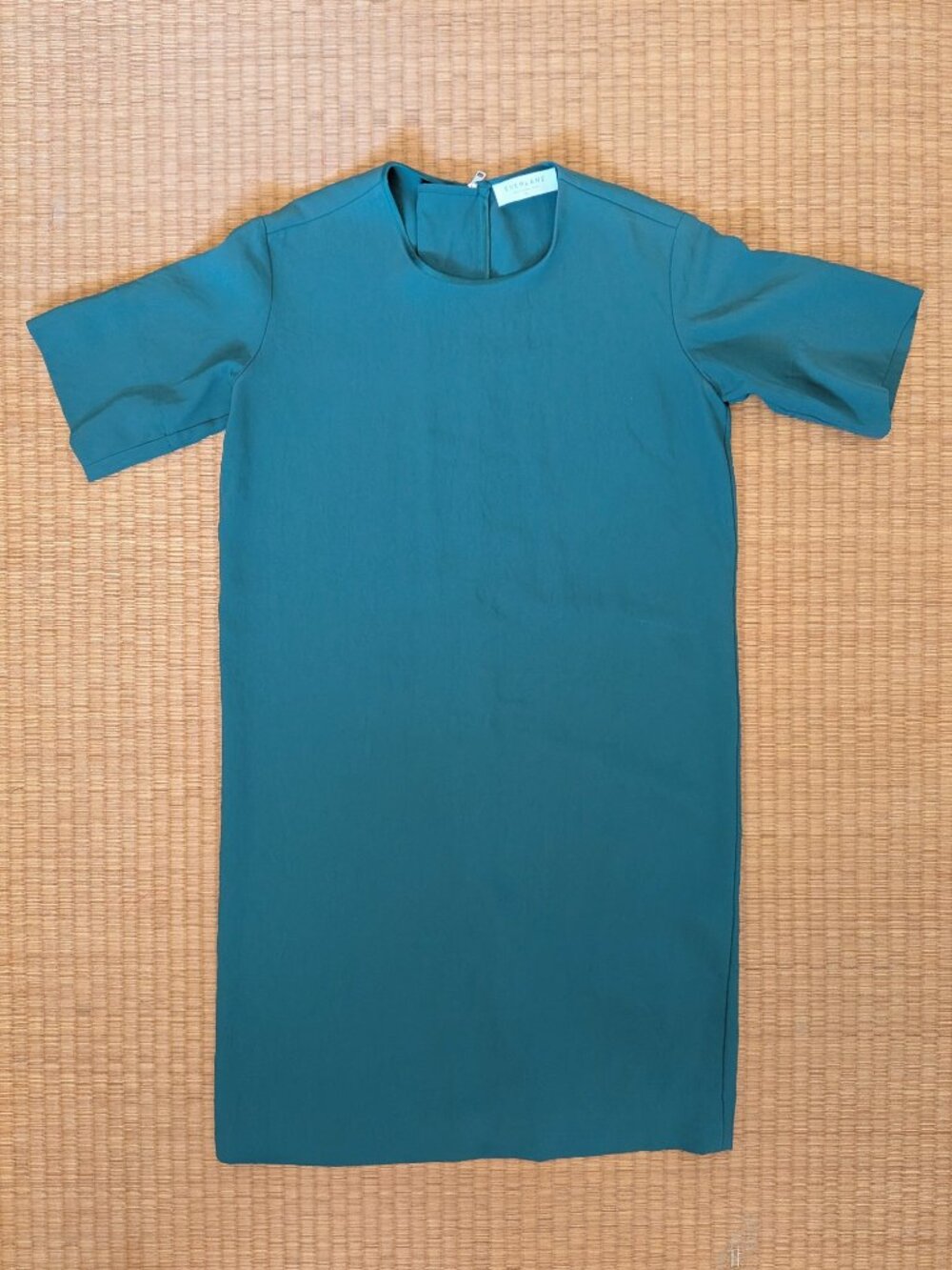 Everlane Japanese GoWeave Zipper Back Shift Dress | Size 00 | Green, Teal